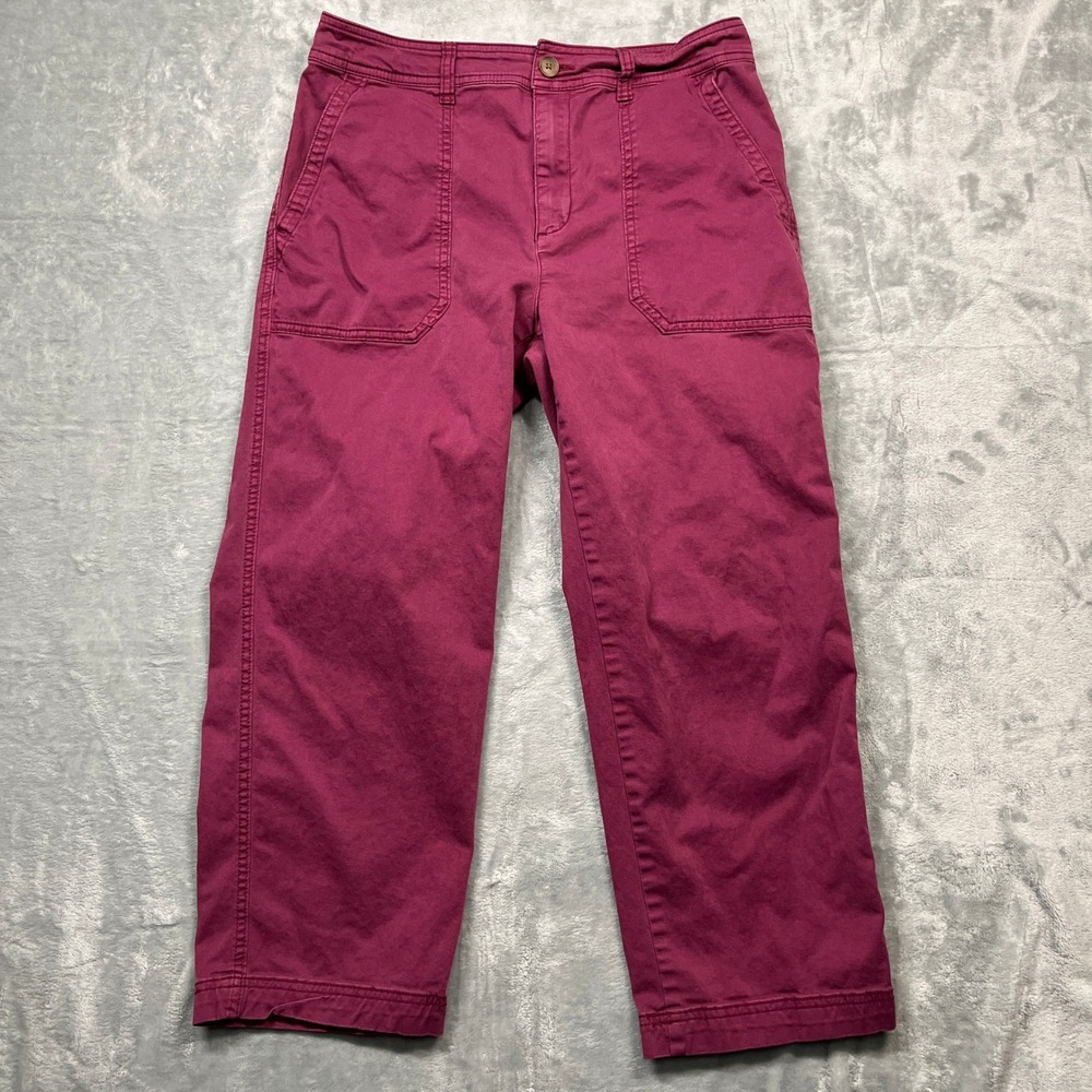 Gap Girlfriend Khaki Pants Womens Purple Acai Berry High Rise Cropped 8 Petite
